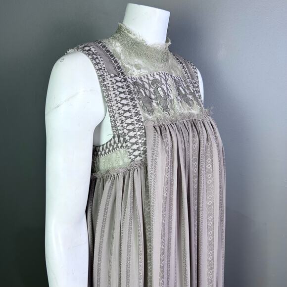 Free People Dress medium Georgette lace sheer Royal Regencycore Fairy babydoll - Picture 8 of 16